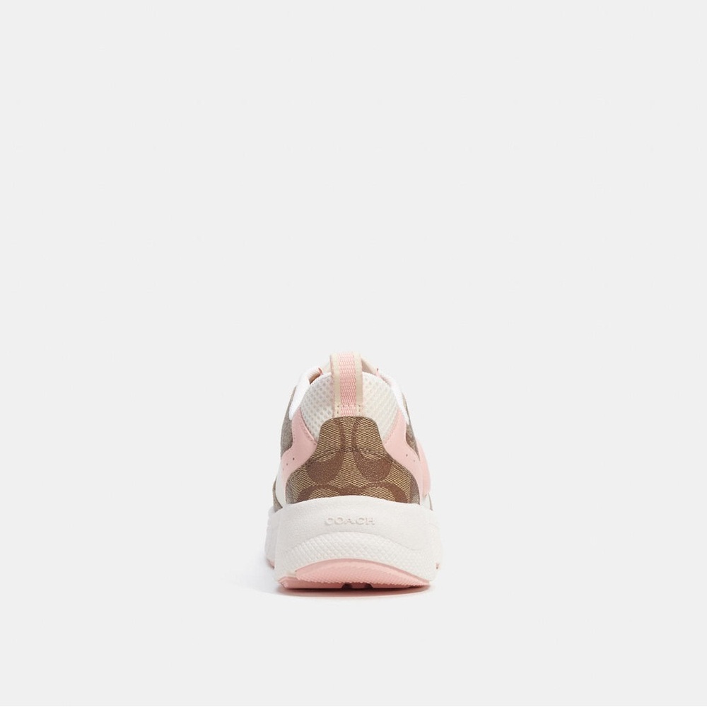 Coach C275 SIG TECH Runner Pink and Khaki Athletic Shoes - Picture 5 of 12
